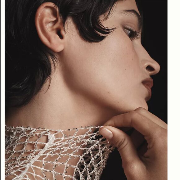 Brand New Mare Mare Crystal-Mesh Insert V-Neck Sleeveless Blouse - Picture 6 of 7